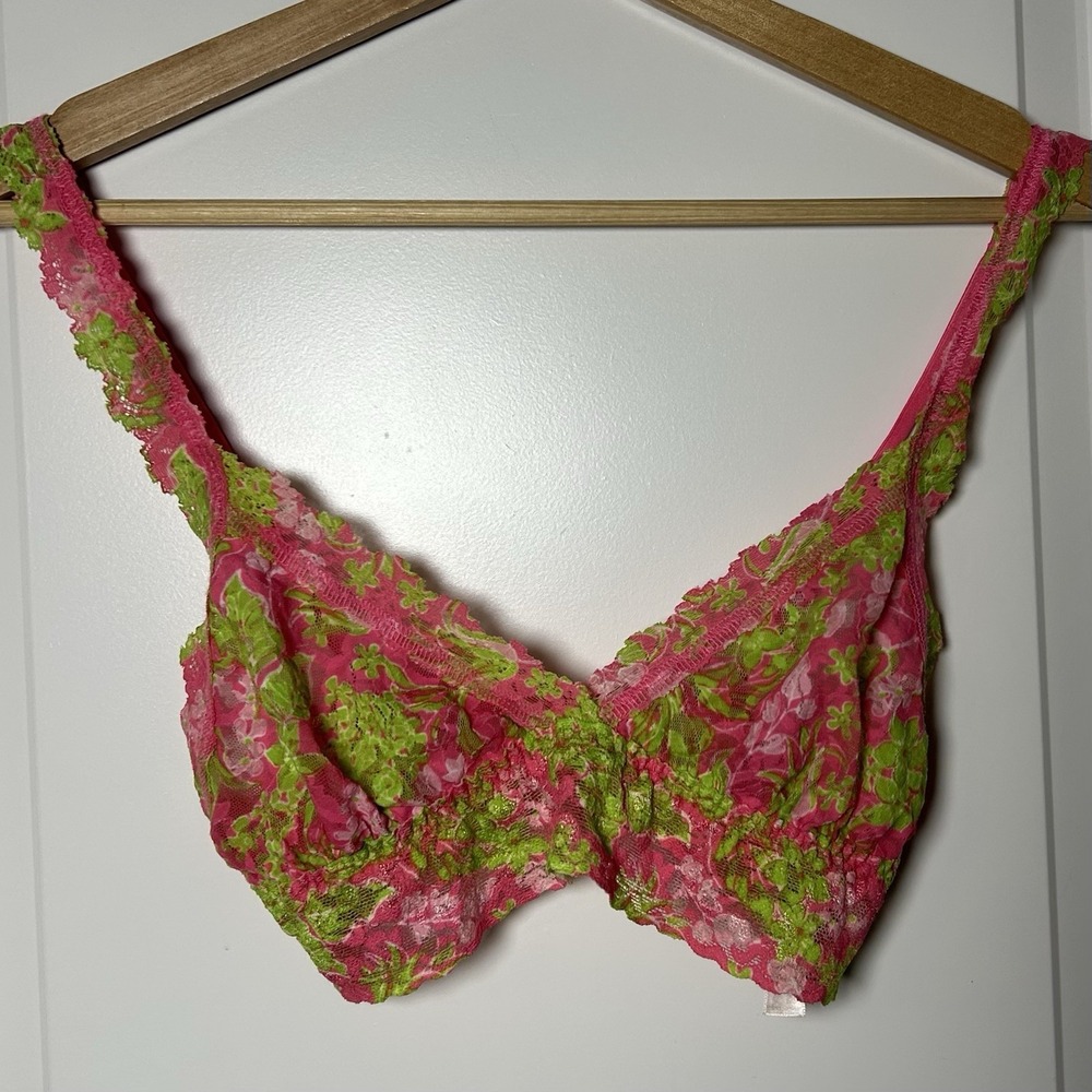 Hanky Panky x Lilly Pulitzer Hot‎ Pink Lime Green Floral Stretch Lace Bralette